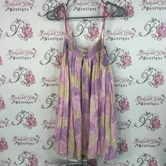 Free People romper Dress in Purple Cream yellow butterfly’s rare buttons shorts